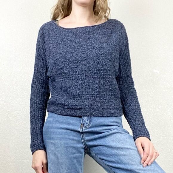 Abercrombie Navy Wide Neck Knit Sweater - Picture 1 of 6
